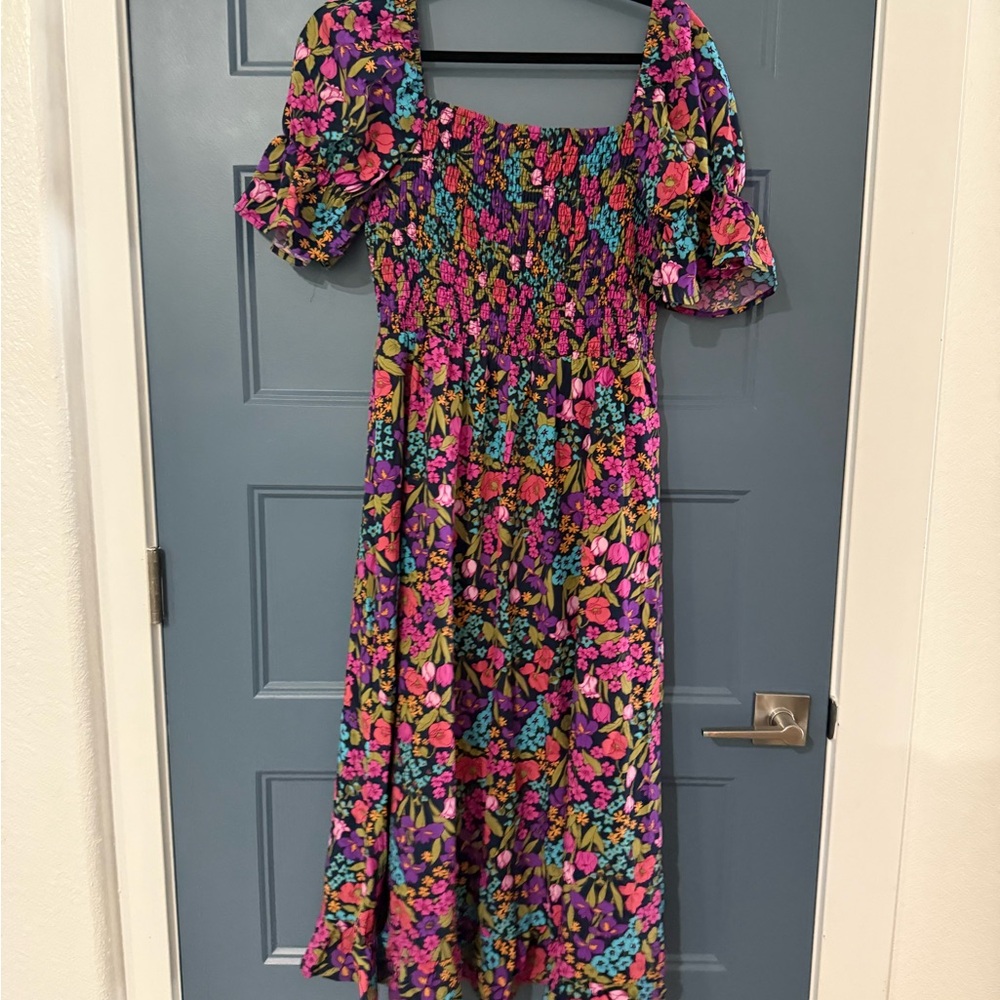 SHEIN Floral Midi Dress - Pink and Green